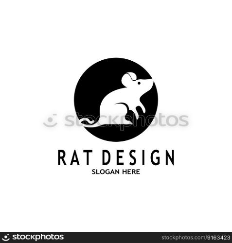 Rat Black Silhouette  Logo Vector Illustration