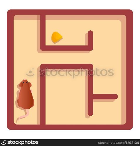 Rat cheese labyrint icon. Cartoon of rat cheese labyrint vector icon for web design isolated on white background. Rat cheese labyrint icon, cartoon style