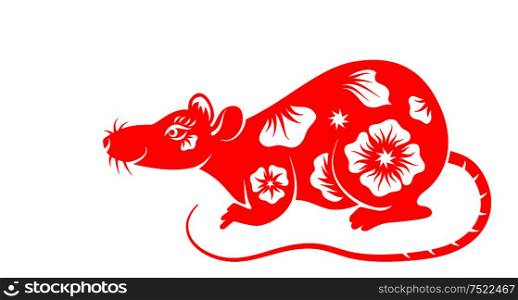 Rat, Chinese Zodiac Symbol New Year 2020. Ornament Animal Isolated - Illustration Vector. Rat, Chinese Zodiac Symbol New Year 2020. Ornament Animal Isolated