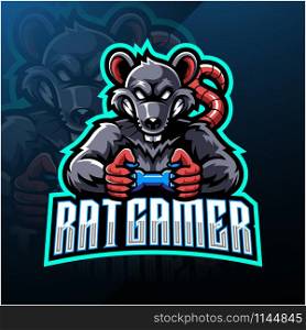 Rat gamer esport mascot logo