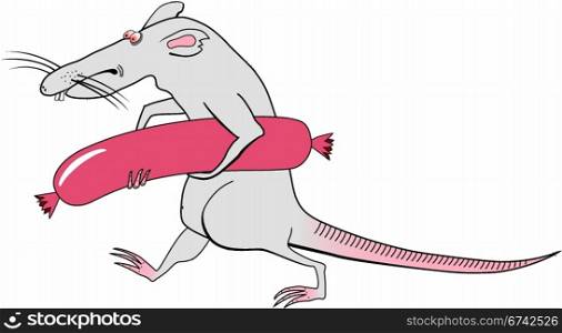 Rat happiness. A vector illustration. It is isolated on a white background.