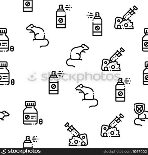 Rat Protect Seamless Pattern Vector Thin Line. Illustrations. Rat Protect Seamless Pattern Vector