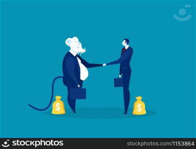 rat shake hand with business people for invest vector illustrator.