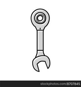 ratcheting wrench tool color icon vector. ratcheting wrench tool sign. isolated symbol illustration. ratcheting wrench tool color icon vector illustration