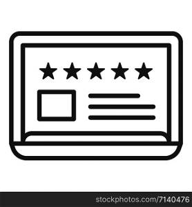 Rating 5 star paper icon. Outline rating 5 star paper vector icon for web design isolated on white background. Rating 5 star paper icon, outline style