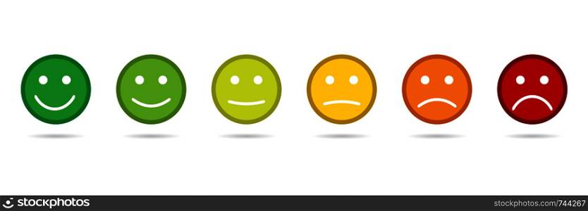Rating Emoji icons, Set of Emoticons, Set flat Emoji like social icons