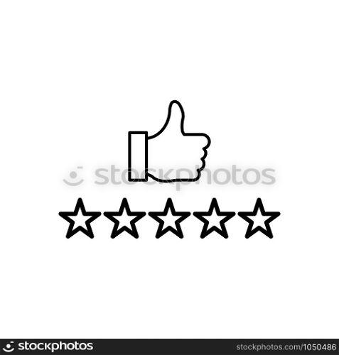 Rating icon, hand and star signage