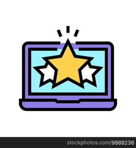 rating on laptop color icon vector. rating on laptop sign. isolated symbol illustration. rating on laptop color icon vector illustration