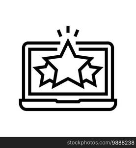 rating on laptop line icon vector. rating on laptop sign. isolated contour symbol black illustration. rating on laptop line icon vector illustration