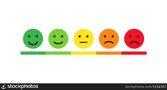 Rating scale in the form of mood emoticons. Feedback or rating. Vector illustration EPS 10