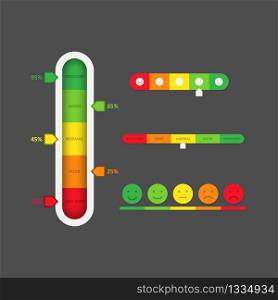 Rating scale or reviews. Color level indicator. Progress bar template. Vector EPS 10