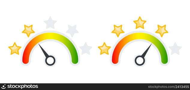 Rating scale. Service Rating signs. Service satisfaction stars. Vector icons