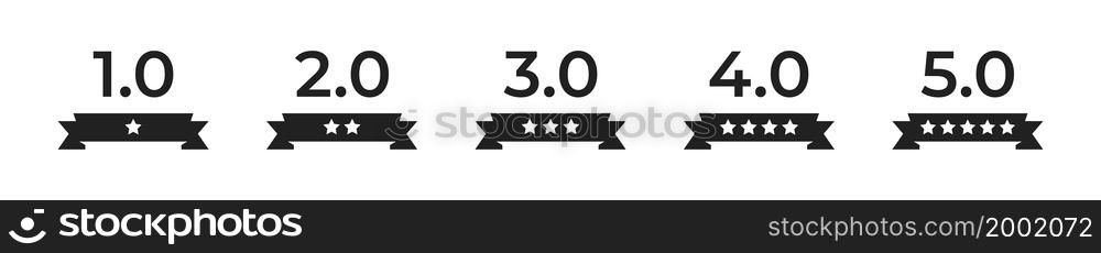 Rating star. Vector illustration. Five star rate icons.