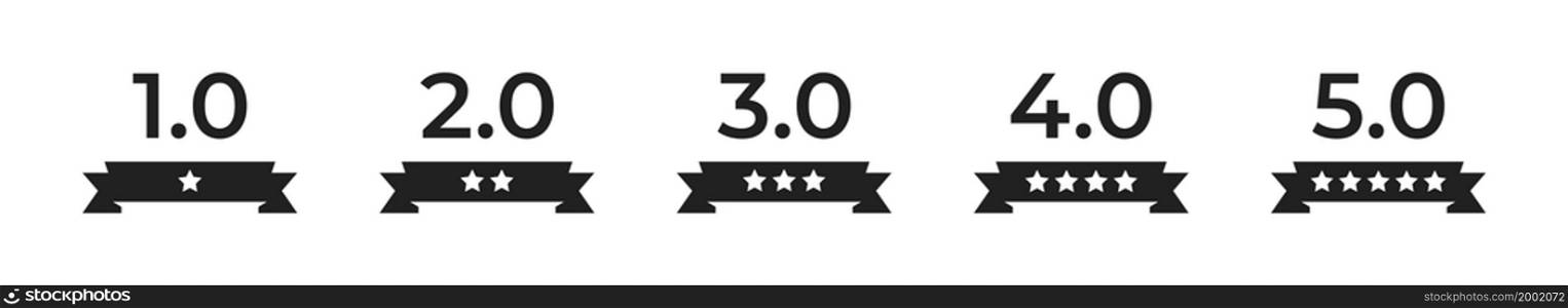 Rating star. Vector illustration. Five star rate icons.