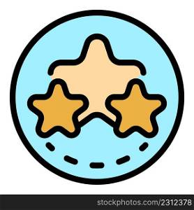 Rating stars icon. Outline rating stars vector icon color flat isolated. Rating stars icon color outline vector