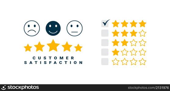 Rating to service experience. Satisfaction survey icons. Customer review satisfaction feedback survey concept. Vector illustration