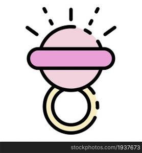 Rattle toy icon. Outline rattle toy vector icon color flat isolated. Rattle toy icon color outline vector
