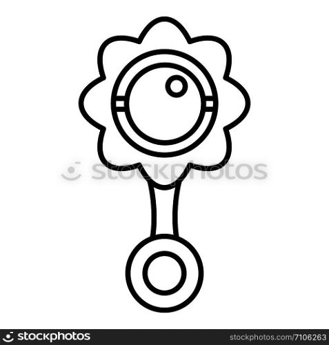 Rattle toy icon. Outline rattle toy vector icon for web design isolated on white background. Rattle toy icon, outline style