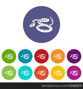 Rattlesnake icons color set vector for any web design on white background. Rattlesnake icons set vector color