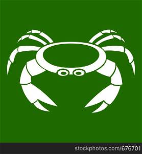 Raw crab icon white isolated on green background. Vector illustration. Raw crab icon green