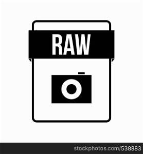 RAW file icon in simple style on a white background. RAW file icon, simple style