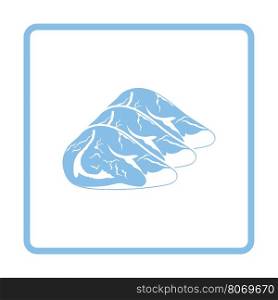 Raw meat steak icon. Blue frame design. Vector illustration.