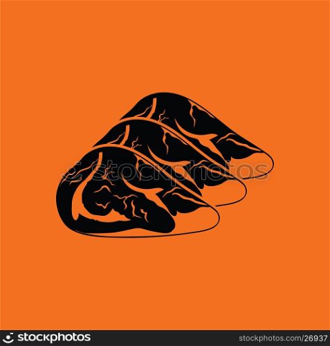 Raw meat steak icon. Orange background with black. Vector illustration.
