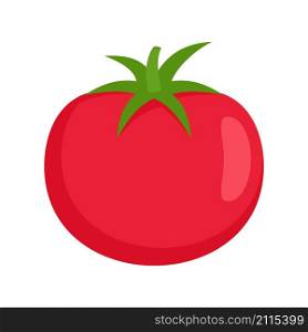 Raw tomato icon. Flat illustration of raw tomato vector icon isolated on white background. Raw tomato icon flat isolated vector