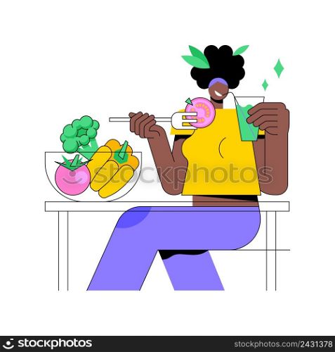 Raw veganism abstract concept vector illustration. Raw foodism and fruitarianism, juice and sprout diet, no animal origin products, superfood and nuts, healthy vegan, body detox abstract metaphor.. Raw veganism abstract concept vector illustration.