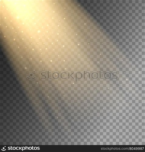 Ray of light on transparent background. Vector ray of light on transparent checkered background