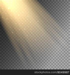 Ray of light on transparent background. Vector ray of light on transparent checkered background
