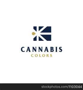 Rays Flag with CBD Oil Marijuana Cannabis Logo design