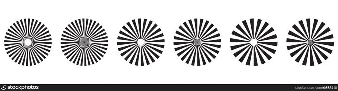 Rays icon set Sunburst element radial stripes set. 