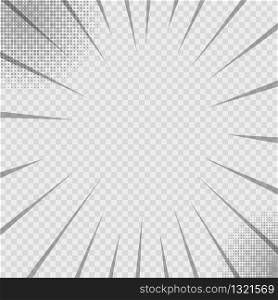 Rays popart background in cartoon style on halftone white background. Vector flat background. Rays popart background in cartoon style on halftone white background. Vector flat
