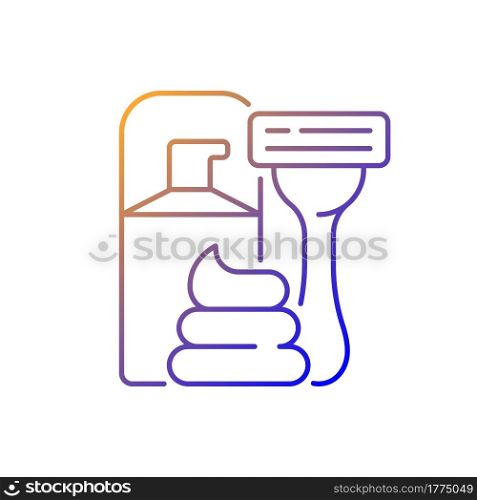 Razor and shaving cream gradient linear vector icon. Facial skin care, hair removal for man. Lotion for aftershave. Thin line color symbols. Modern style pictogram. Vector isolated outline drawing. Razor and shaving cream gradient linear vector icon