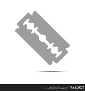 Razor blade, flat metal plate, a shaving tool for hair removal, two sharpened cutting edges, installed in the shaving machine. Flat vector illustration isolated on white background.. Razor blade, a shaving tool. Flat vector illustration isolated on white