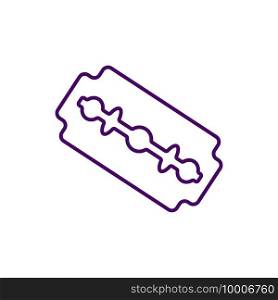 Razor blade RGB color icon. Metal piece with sharp edge. Shaving process. Choping, slicing and scraping surfaces. Tool, weapon, machine part. Sharpness. Isolated vector illustration. Razor blade RGB color icon