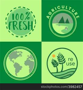Re use and eco oriented badges set. Vector illustration . Re use and eco oriented badges set.