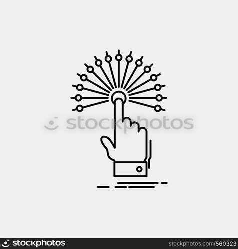 reach, Touch, destination, digital, analytic Line Icon. Vector isolated illustration. Vector EPS10 Abstract Template background