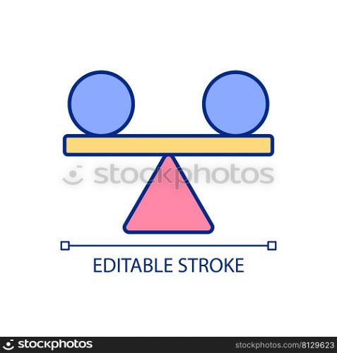Reaching stability RGB color icon. Managing financial risks. Achieving stable life. Enhancing performance. Isolated vector illustration. Simple filled line drawing. Editable stroke. Arial font used. Reaching stability RGB color icon