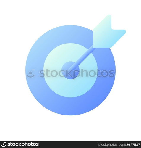 Reaching target pixel perfect flat gradient two-color ui icon. Archery skill. Business success. Simple filled pictogram. GUI, UX design for mobile application. Vector isolated RGB illustration. Reaching target pixel perfect flat gradient two-color ui icon