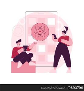 React native mobile app abstract concept vector illustration. Cross-platform native mobile app development framework, JavaScript library, user interface, operating system abstract metaphor.. React native mobile app abstract concept vector illustration.