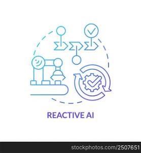 Reactive AI blue gradient concept icon. Predictable scenario. Artificial intelligence type abstract idea thin line illustration. Isolated outline drawing. Myriad Pro-Bold font used. Reactive AI blue gradient concept icon