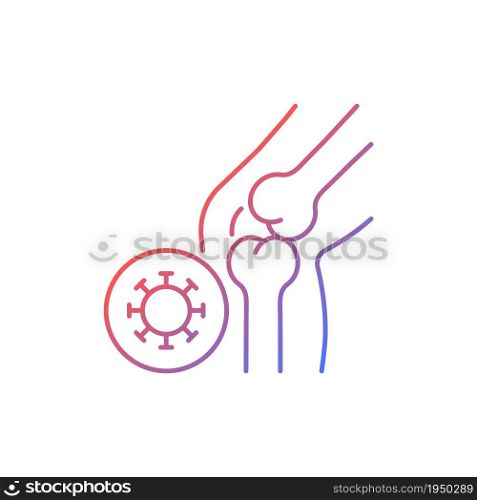 Reactive arthritis gradient linear vector icon. Infectious joint disease. Inflammatory arthritis. Painful feeling. Thin line color symbol. Modern style pictogram. Vector isolated outline drawing. Reactive arthritis gradient linear vector icon