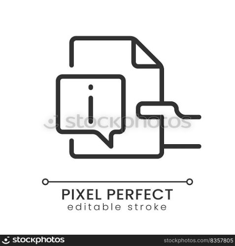 Read instructions pixel perfect linear icon. Tutorial for user. Information about product. Thin line illustration. Contour symbol. Vector outline drawing. Editable stroke. Poppins font used. Read instructions pixel perfect linear icon