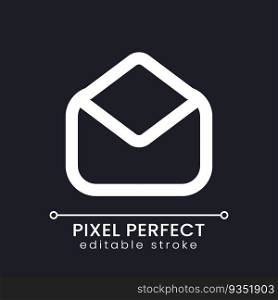 Read message pixel perfect white linear ui icon for dark theme. Email service. Letter inbox. Vector line pictogram. Isolated user interface symbol for night mode. Editable stroke. Poppins font used. Read message pixel perfect white linear ui icon for dark theme