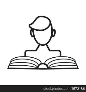 Reading book icon vector. Blog, blogging sign. Universal writer, copy writing icon to use in web and mobile UI in outline style. Literature, library illustrtion.. Reading book icon vector. Blog, blogging sign. Universal writer, copy writing icon to use in web and mobile UI in outline style. Literature, library