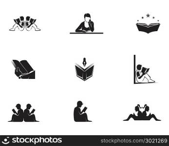 Reading Book logo and symbols Silhouette Illustration