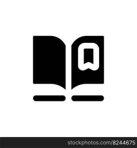 Reading e book black glyph ui icon. Digital library. Educational app. User interface design. Silhouette symbol on white space. Solid pictogram for web, mobile. Isolated vector illustration. Reading e book black glyph ui icon
