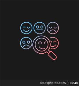 Reading emotions gradient vector icon for dark theme. Face-to-face communication. Non-verbal cues. Emotional display. Thin line color symbol. Modern style pictogram. Vector isolated outline drawing. Reading emotions gradient vector icon for dark theme